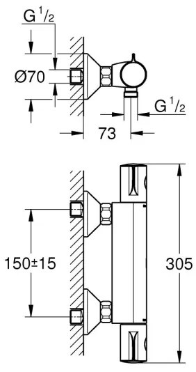 GROHE 34558000 - Termosztátos zuhanycsaptelep GROHTHERM 800 DN 15 fényes króm