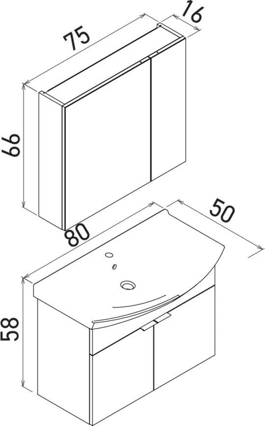 Purus mosdószekrény, 80 cm – TR785PNC1711