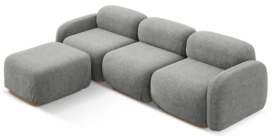 Szürke buklé moduláris sarokkanapé Ailani – Makamii