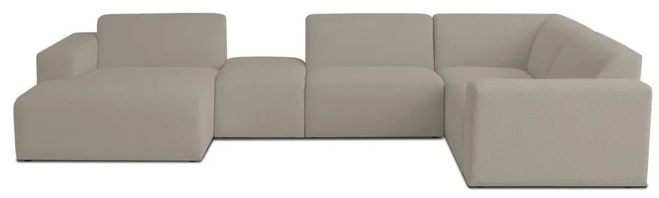 Világosbarna buklé sarokkanapé (U alakú) Roxy – Scandic