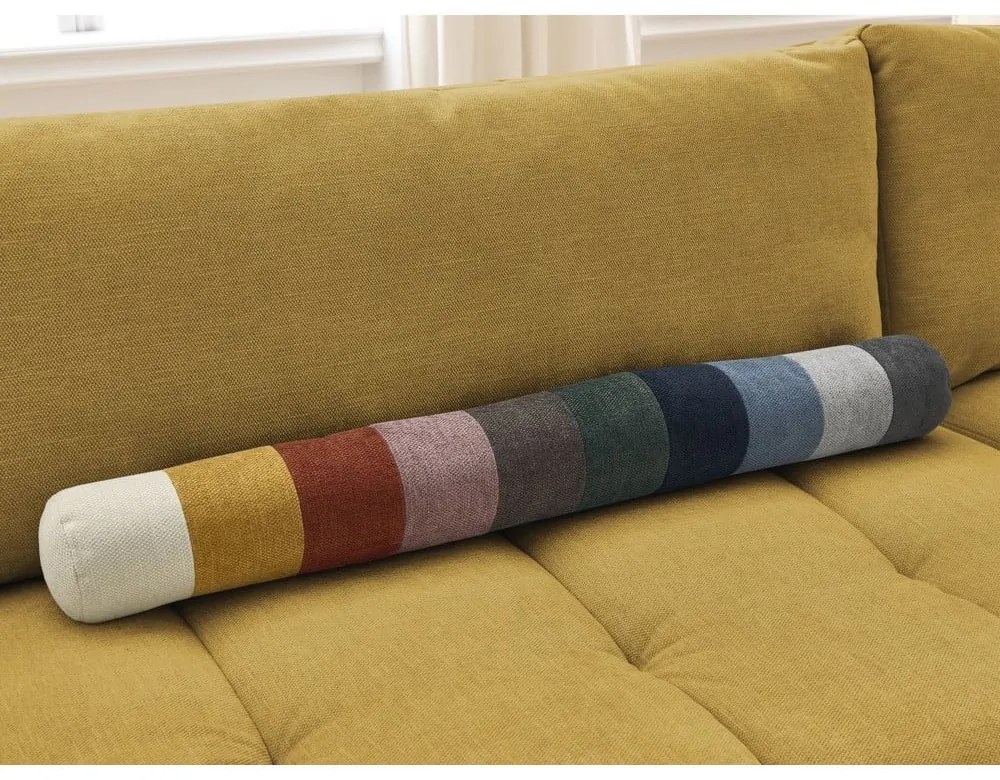 Mustársárga kinyitható-tárolóhelyes sarokkanapé (jobb oldali-L alakú) Fuji – Bobochic Paris