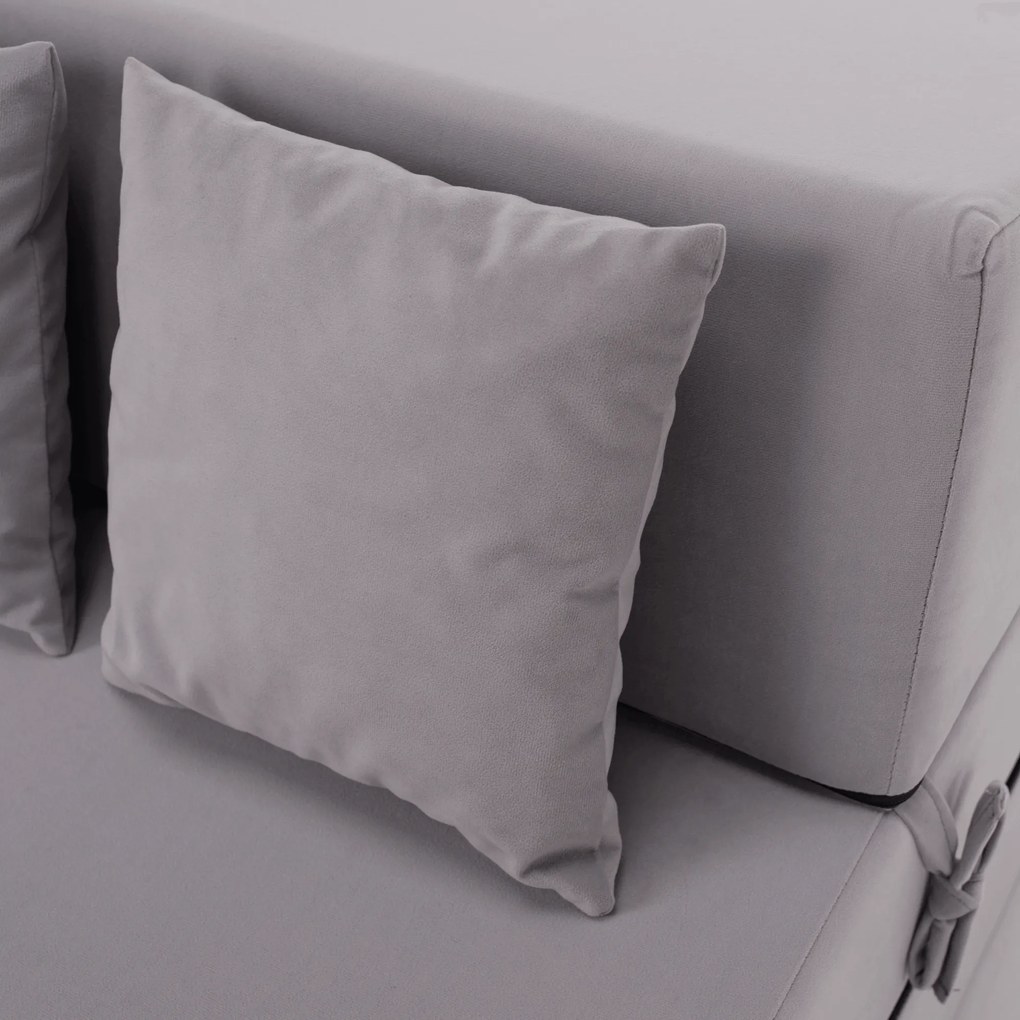 Összecsukható matrac/fotel, 2v1, világosszürke, PELOS