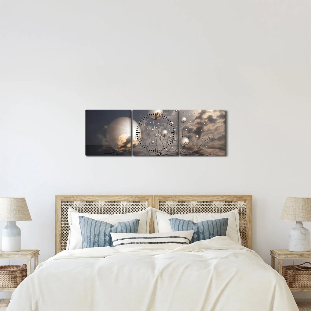 Abszrakt kép - gömb (órával) (90x30 cm)