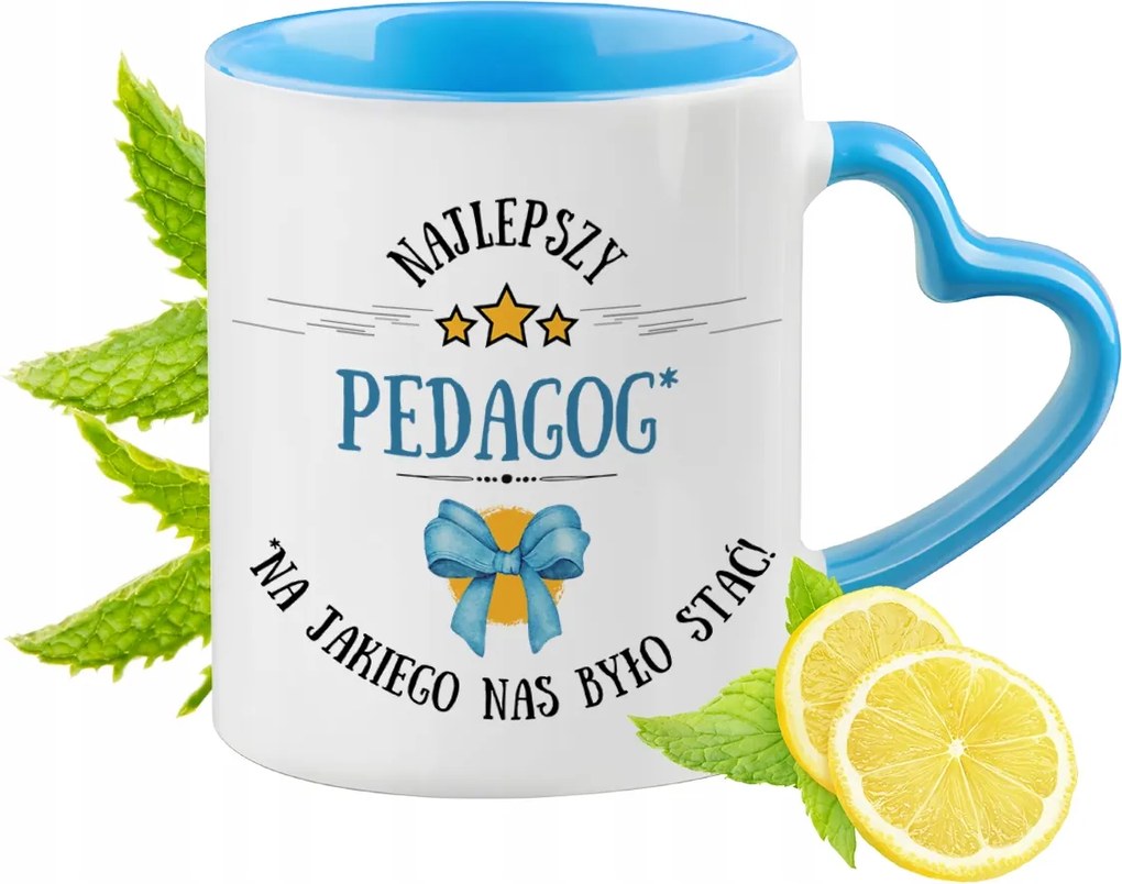 Pedagógusnak Kék Bögre Szív Alakú Füllel Ajándék