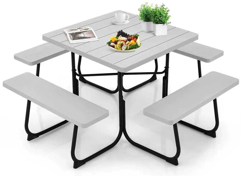 4 személyes piknik asztal napernyőtartóval