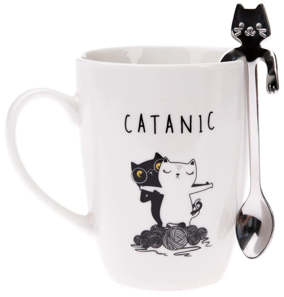 Catanic porcelán bögre fém kanállal,320 ml