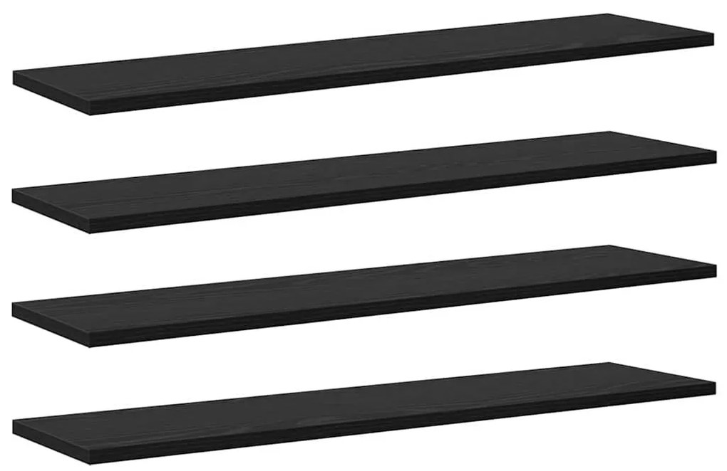 Polcos könyvespolc 4 pcs Fekete 80 x 20 x 1.5 cm Faanyag