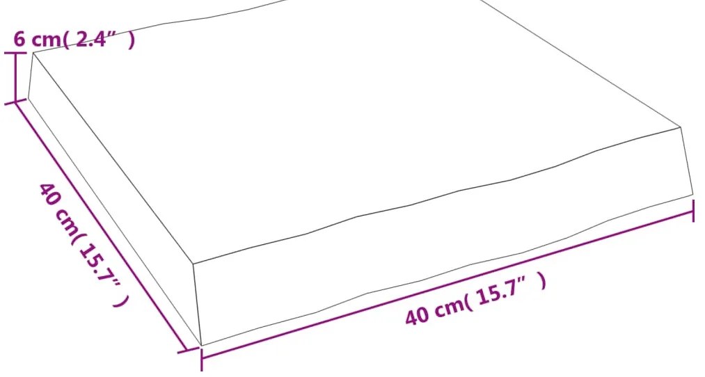 világosbarna asztallap 40x40x(2-6) cm kezelt tömör élőszegélyes