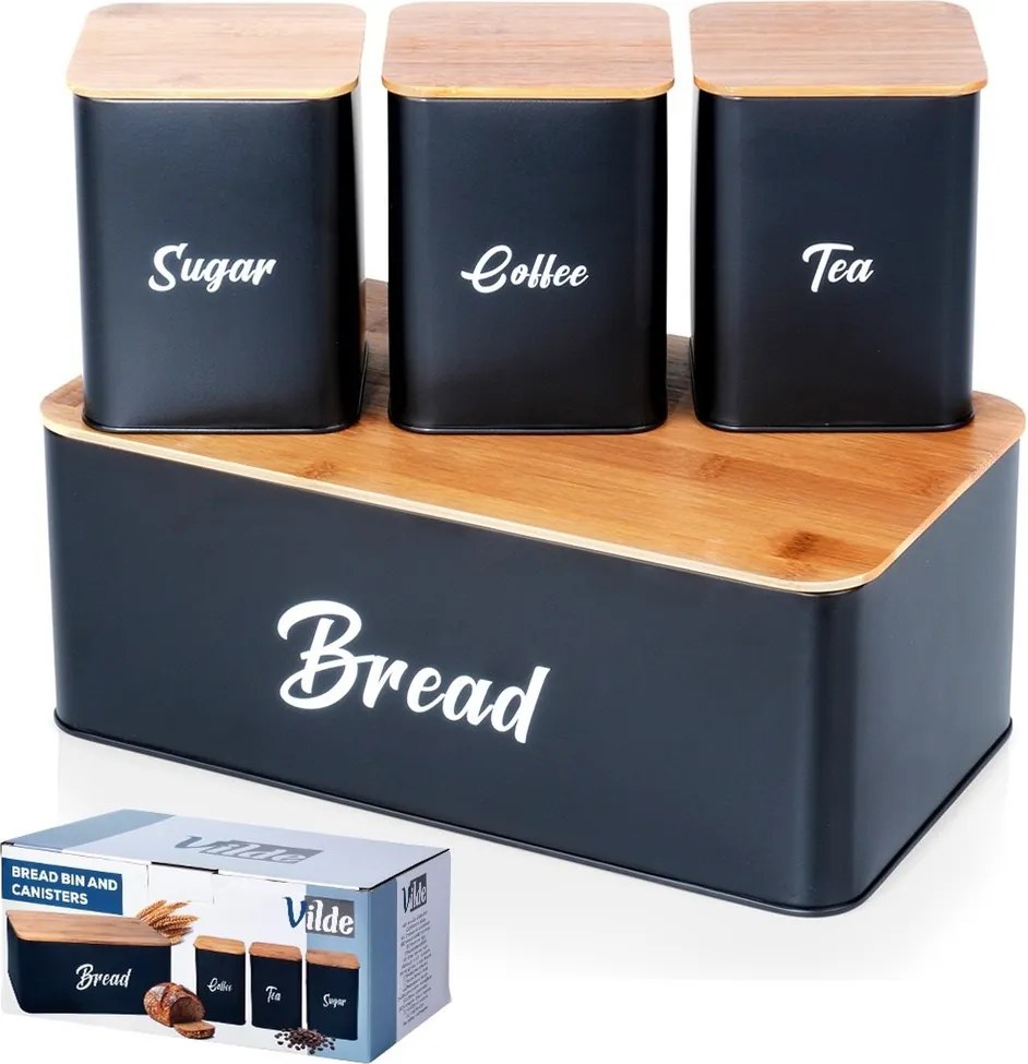 Kenyértartó Fekete fém bambusz konyhai kenyértartó