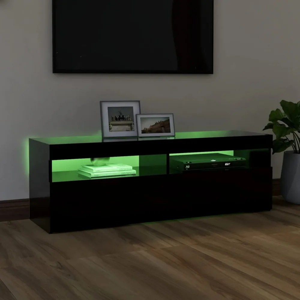 fekete TV-szekrény LED-lámpákkal 120 x 35 x 40 cm