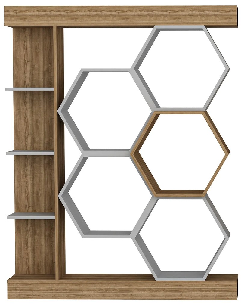 könyvespolc Sueno - White, Walnut