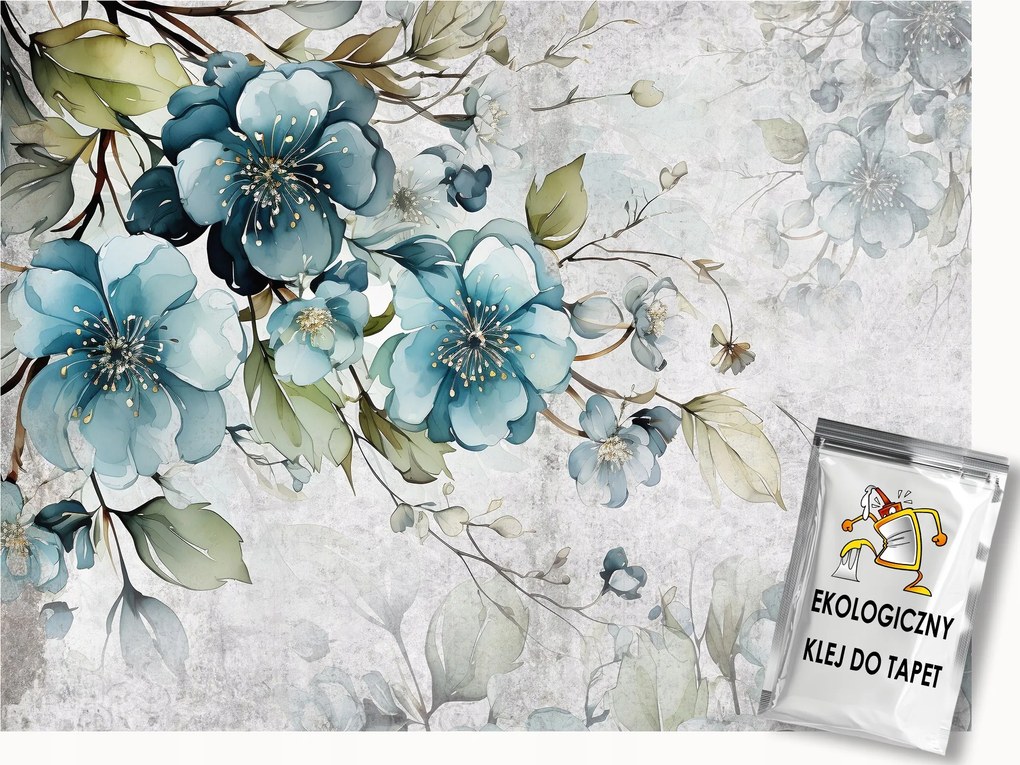 Fotótapéta Flizelina Grafika Minta Türkiz Virágok Shabby Chic 150x105 ragasztó