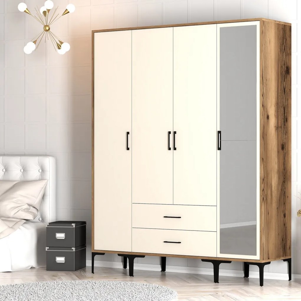 Kumsal gardróbszekrény, dió-krém, 160 cm – TR845HCT5496