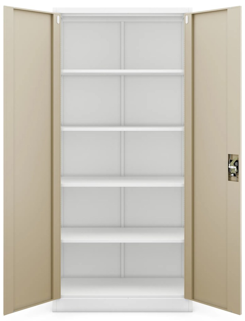 Magas fém irodai iratszekrény, fehér/arany tölgy, 900x1950x400 mm: JAN H Eco Design