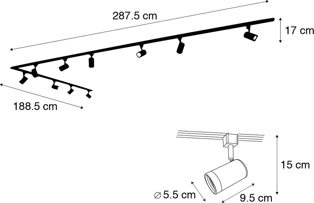 Okos 1 fázisú sínrendszer 10 fehér spotlámpával, Wi-Fi GU10-zel - Iconic Jeana