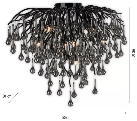 Paul Neuhaus 8091-18 - ICICLE felületre szerelhető csillár, 9xG9/40W/230V, átm. 50 cm, fekete