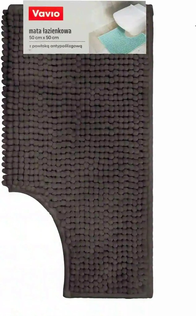 Fürdőszobaszőnyeg csúszásgátló bevonattal, kivágással 50x50cm, sötétszürke