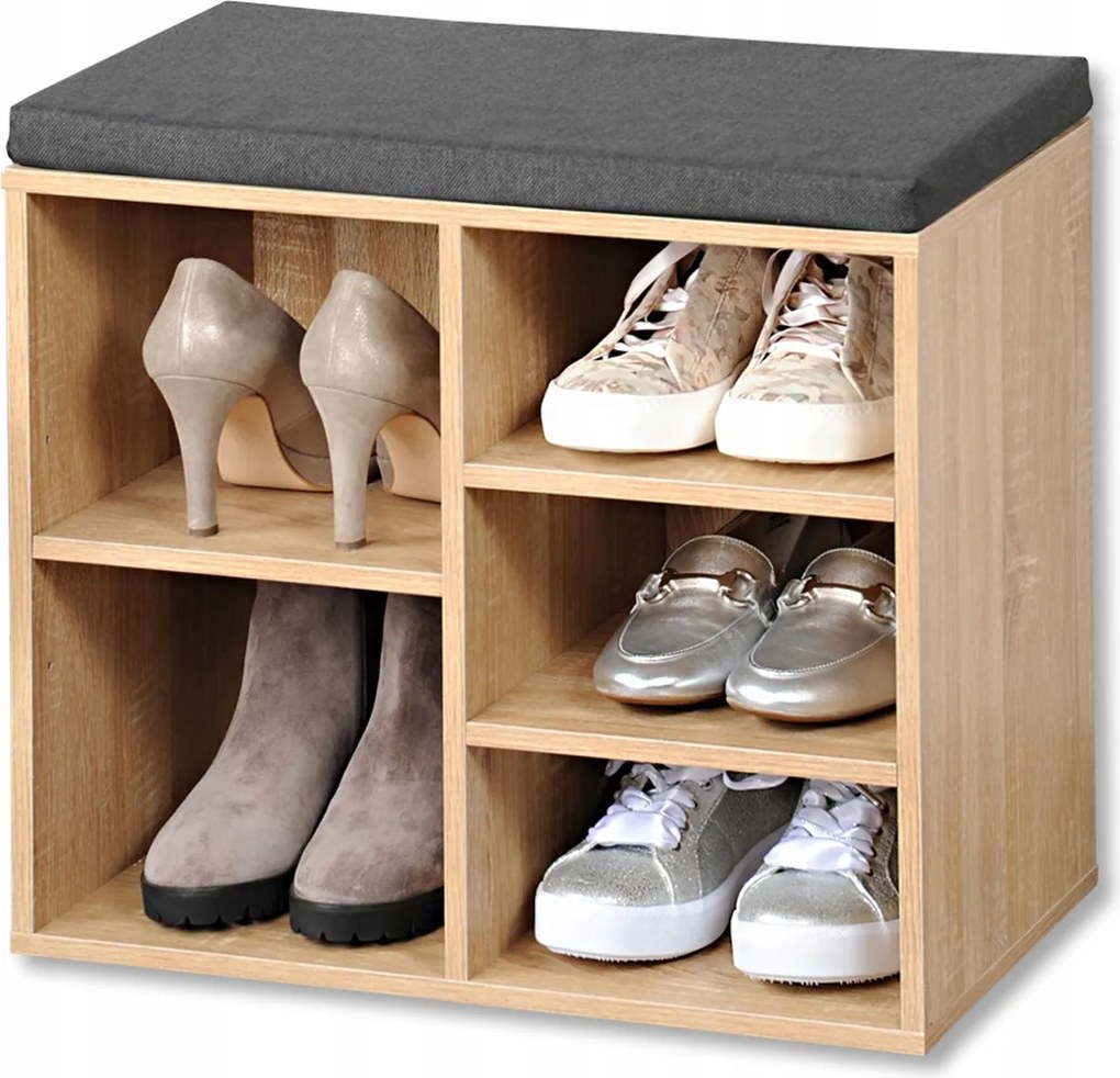 Cipőspolc Ülőfelülettel világos tölgy polcos szekrény polcokkal 48x52x29,5cm