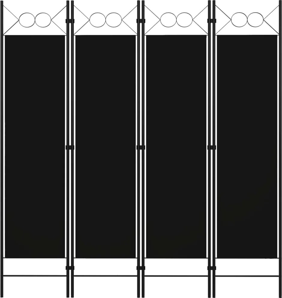 vidaXL fekete 4 paneles paraván 160 x 180 cm
