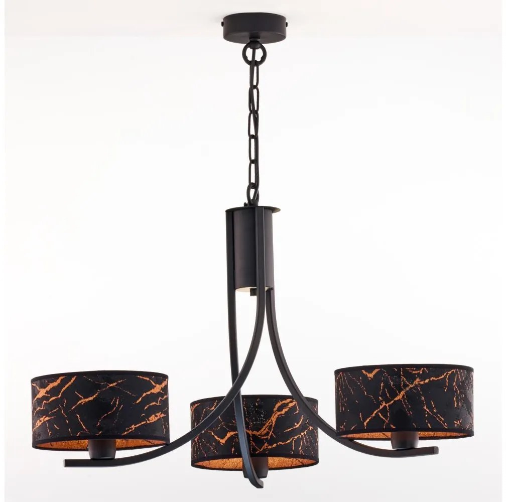 Jupiter 2106- láncon függő csillár ARTHUR 3xE27/15W/230V fekete/narancssárga/márvány dekor