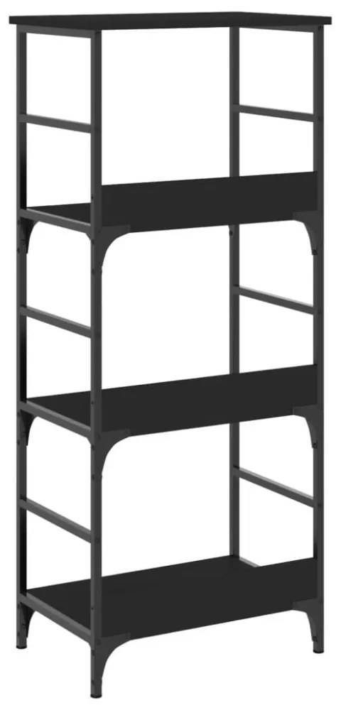 fekete szerelt fa könyvespolc 50 x 33 x 117,5 cm