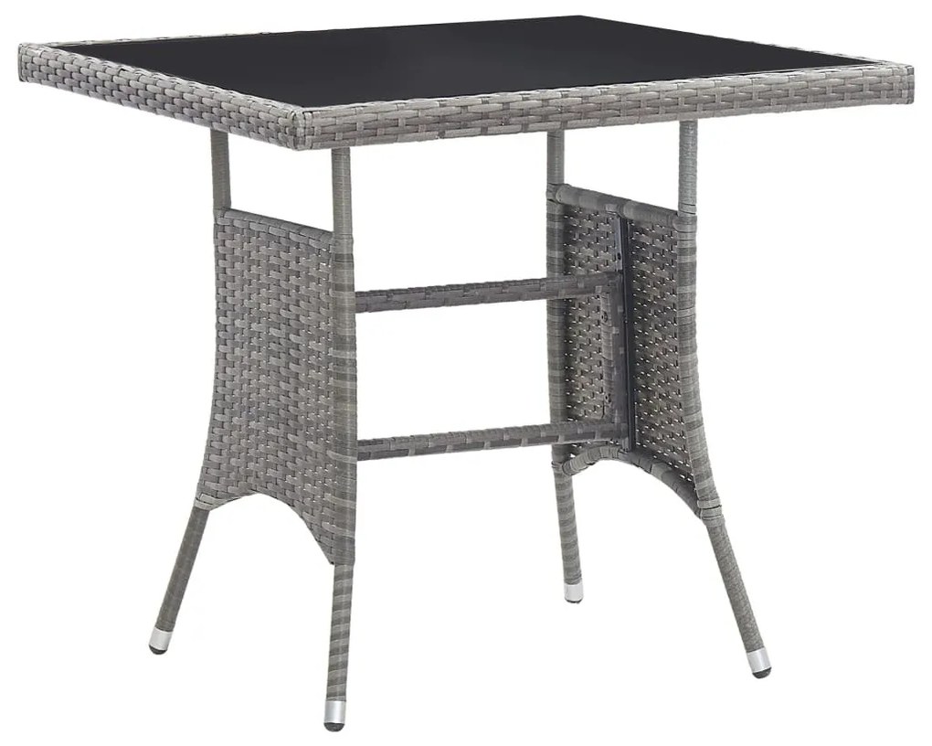 szürke polyrattan kerti asztal 80 x 80 x 74 cm