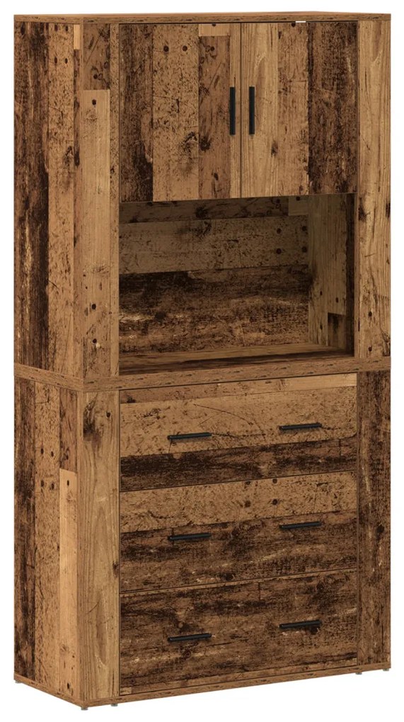 Magas szekrény Régi fa 80x33x150 cm Mérnökelt fa