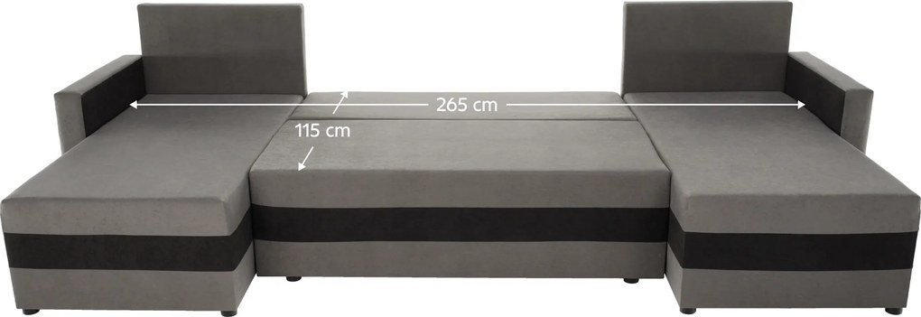 Univerzális ülőgarnitúra, szürke/fekete, PAULITA U