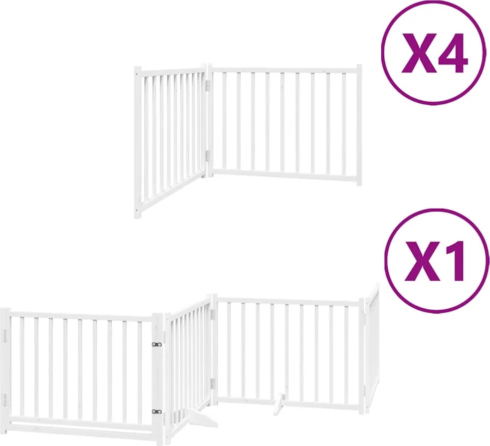 vidaXL fehér nyárfa 12 paneles összecsukható kutyakapu ajtóval 960 cm