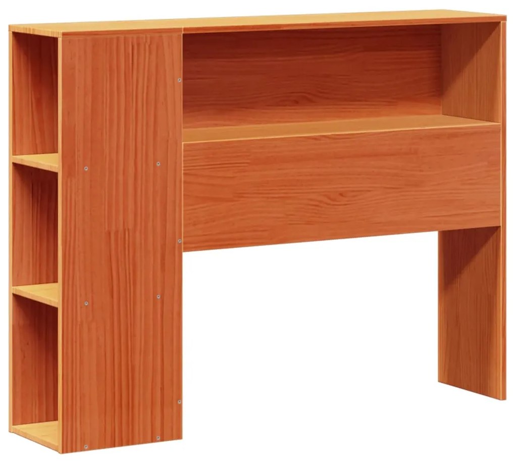 viaszbarna tömör fa könyvespolcos ágy matrac nélkül 100 x 200cm