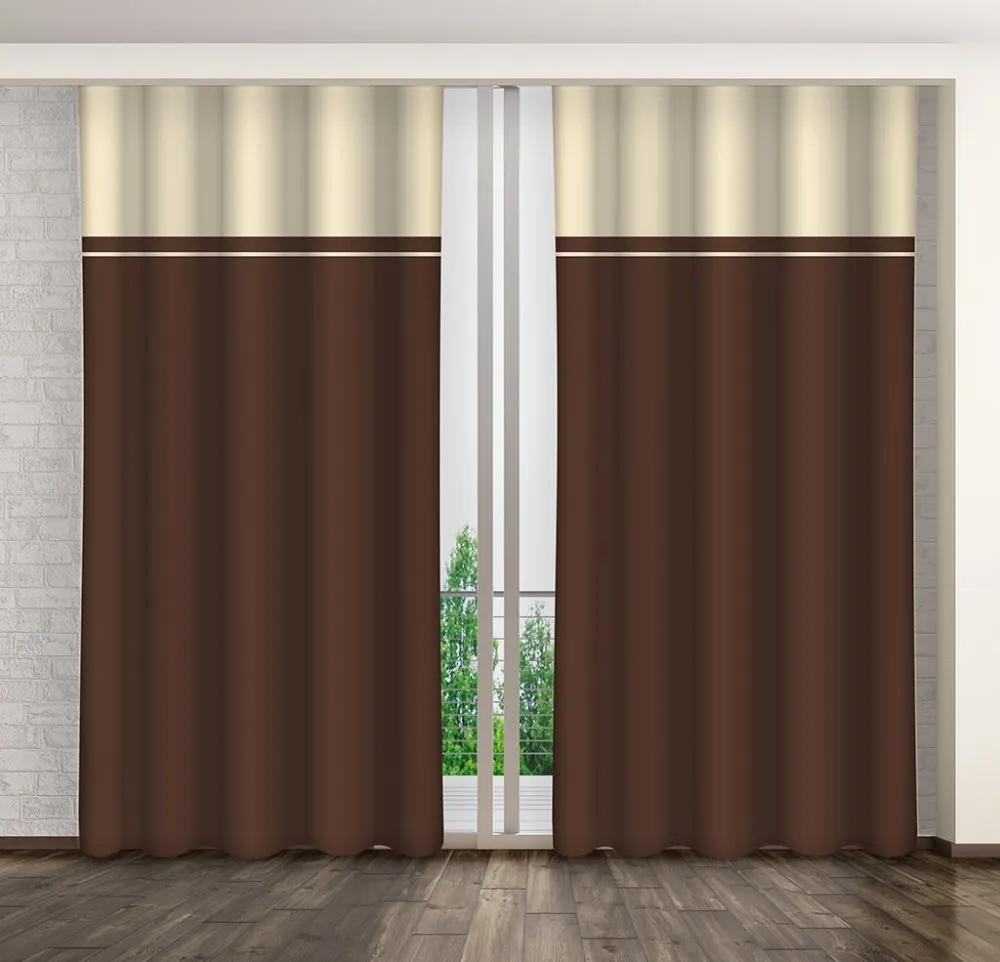 Kétárnyalatú barna-krémszínű függöny csipeszeken lógva Hossz: 250 cm