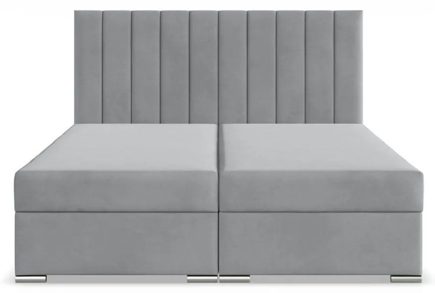 Agen ágy, bársony, 140 x 200, ágyneműtartóval, szürke