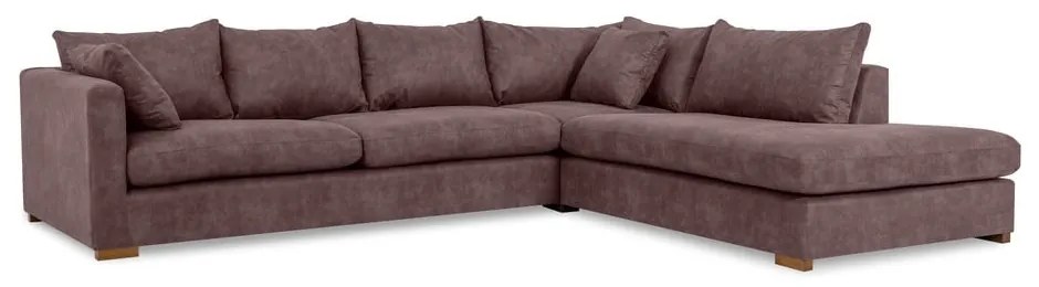 Sötétbarna bőrutánzat sarokkanapé (jobb oldali) Hamburg – Scandic