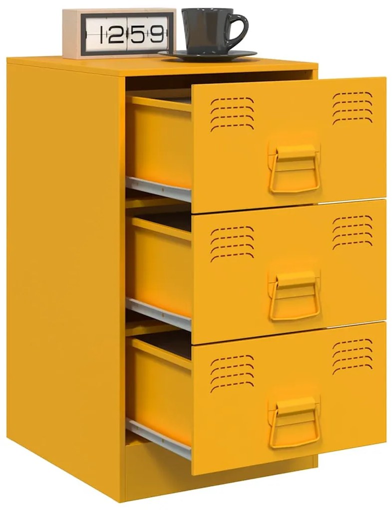 2 db mustársárga acél éjjeliszekrény 34,5 x 39 x 62 cm