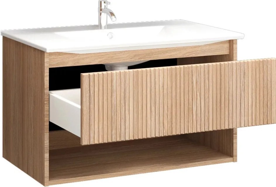 TMP SLIM STRIPE 75 fali függesztett fürdőszobabútor - SKY E-8099-75 porcelán mosdóval - 75 x 46 cm