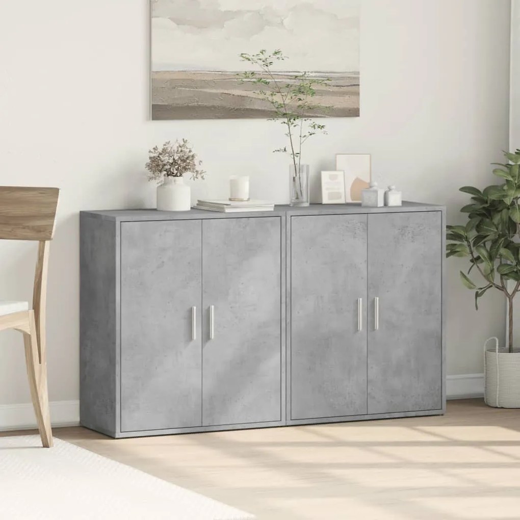 2 db betonszürke szerelt fa tálalószekrény 60 x 31 x 70 cm