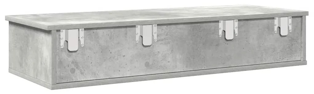 betonszürke szerelt fa falipolc fiókokkal 100 x 37,5 x 19 cm