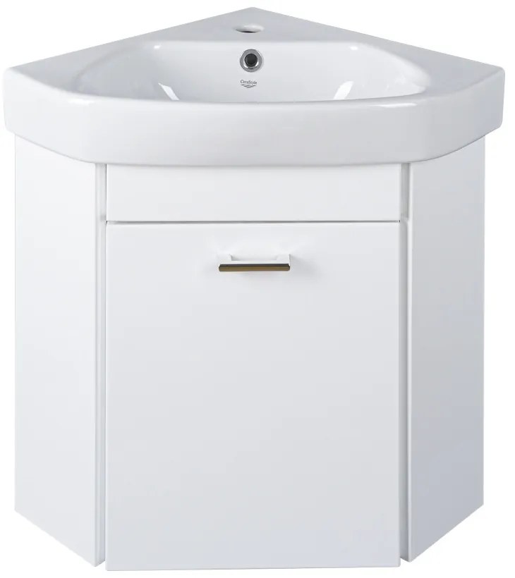 VivaStyle ARDA fali sarokszekrény CeraStyle ARDA porcelán sarokmosdóval 46 x 46 cm - JOBBOS