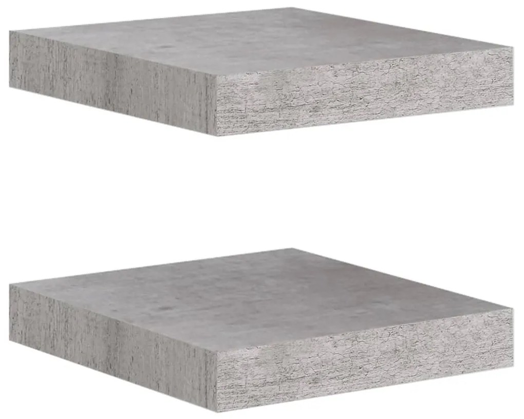 2 db betonszürke MDF lebegő fali polc 23 x 23,5 x 3,8 cm