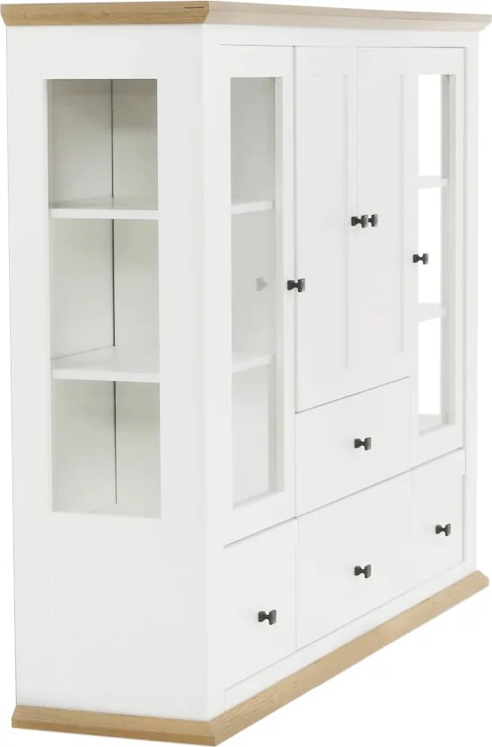Vitrin MZ6, fehér/grand tölgy, LEON