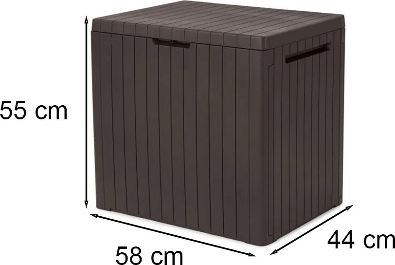 City műanyag kerti tároló 113L barna