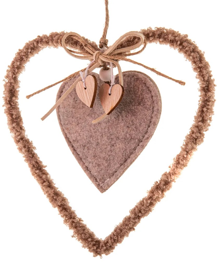 Textil függő szív 16 cm, fleece