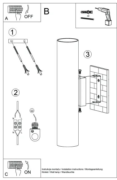 Sollux SL.1483 - Fali lámpa LAGOS 2xGU10/10W/230V krémes