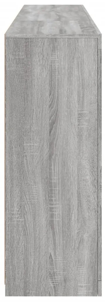 szürke sonoma színű tálalószekrény LED-ekkel 181,5x37x100 cm