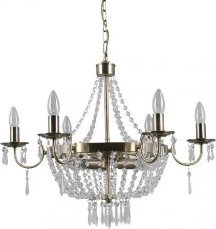 ITALUX PND-30138-6-3B CORTINA Kristály Csillár Antik Bronz E14 IP20