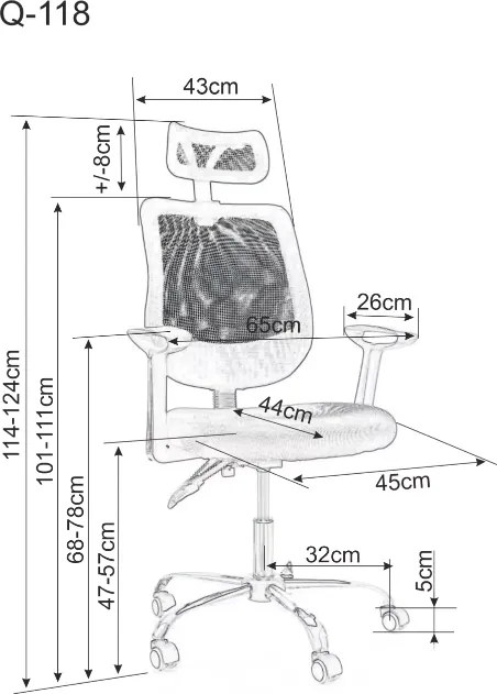 Fekete irodai szék FLEXISEAT Q-118RC