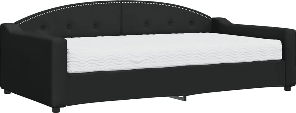 vidaXL fekete szövet kanapéágy matraccal 100 x 200 cm