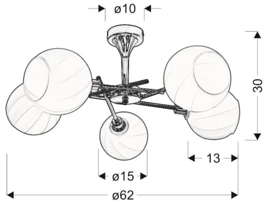 Csillár rúdon RAUL 5xE14/40W/230V