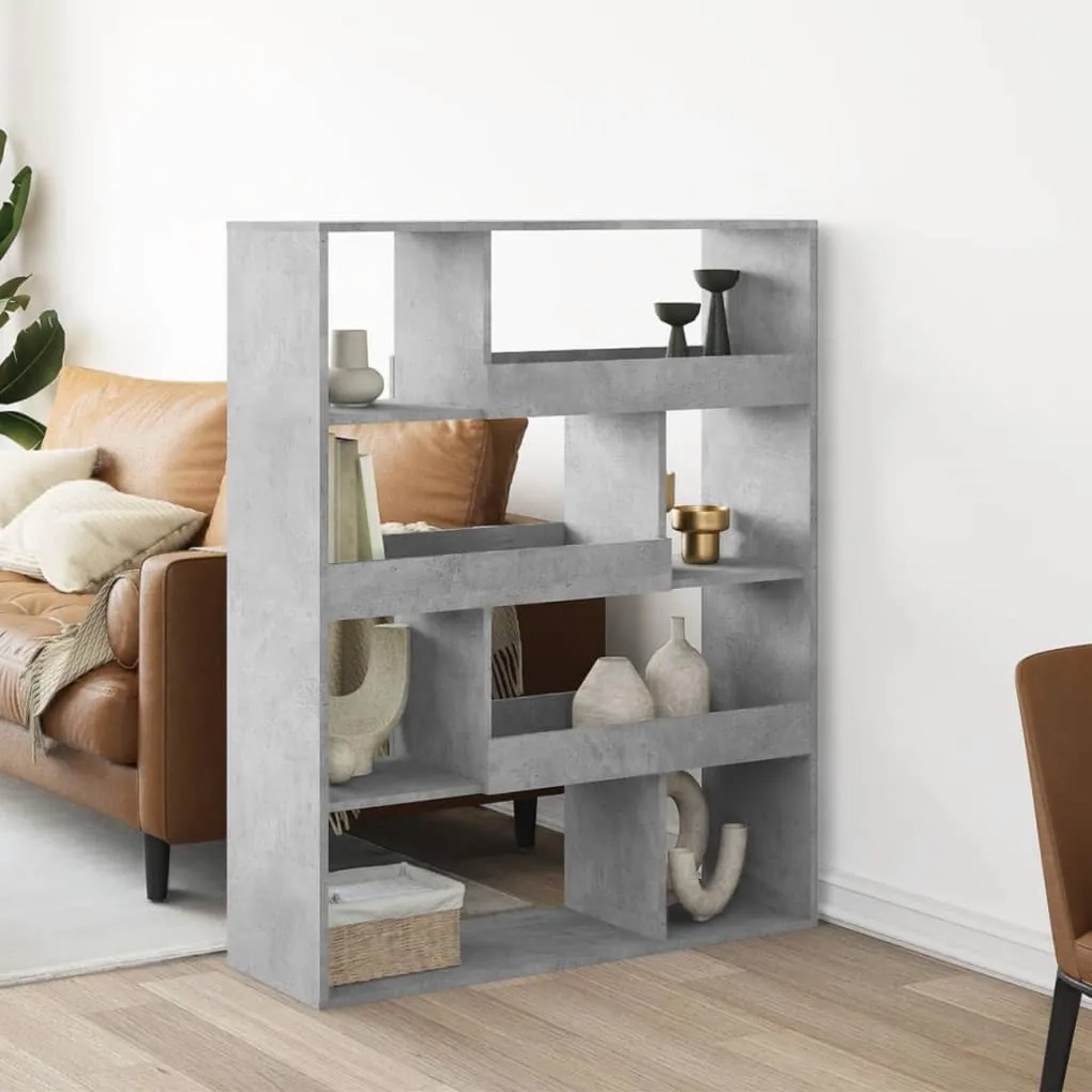 betonszürke szerelt fa térelválasztó 100 x 33 x 125,5 cm