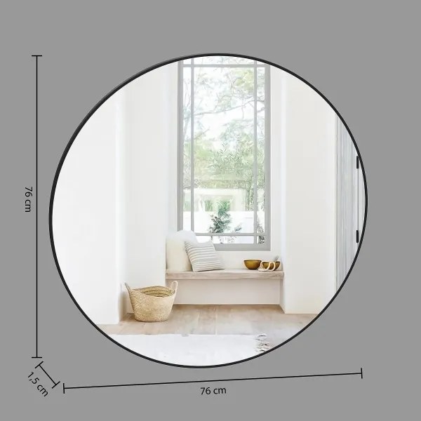 Atmosphera - Fali tükör ALICE átm. 76 cm fekete